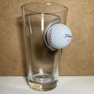 Ben Shot Novelty Pint Golf Glass with Embedded Titleist #4 Golf Ball 16 Oz